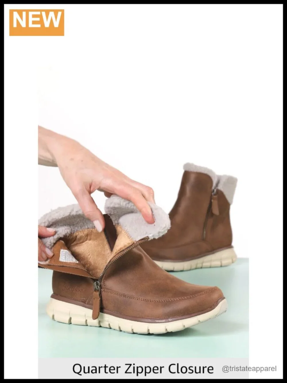 Faux Fur Ankle Booties Waterproof Snow Boots Warm Memory Foam Zip